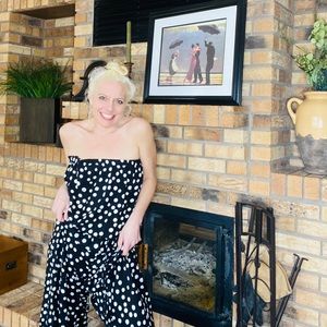 New classy black w white polka dot jumpsuit